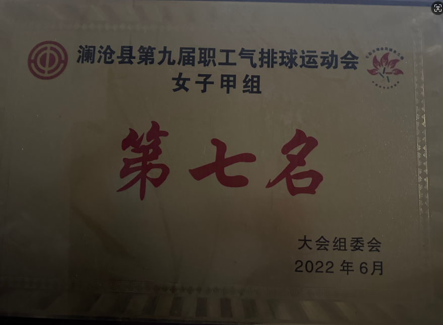 2022年6月 澜沧县第九届职工气排球运动会女子甲组第七名